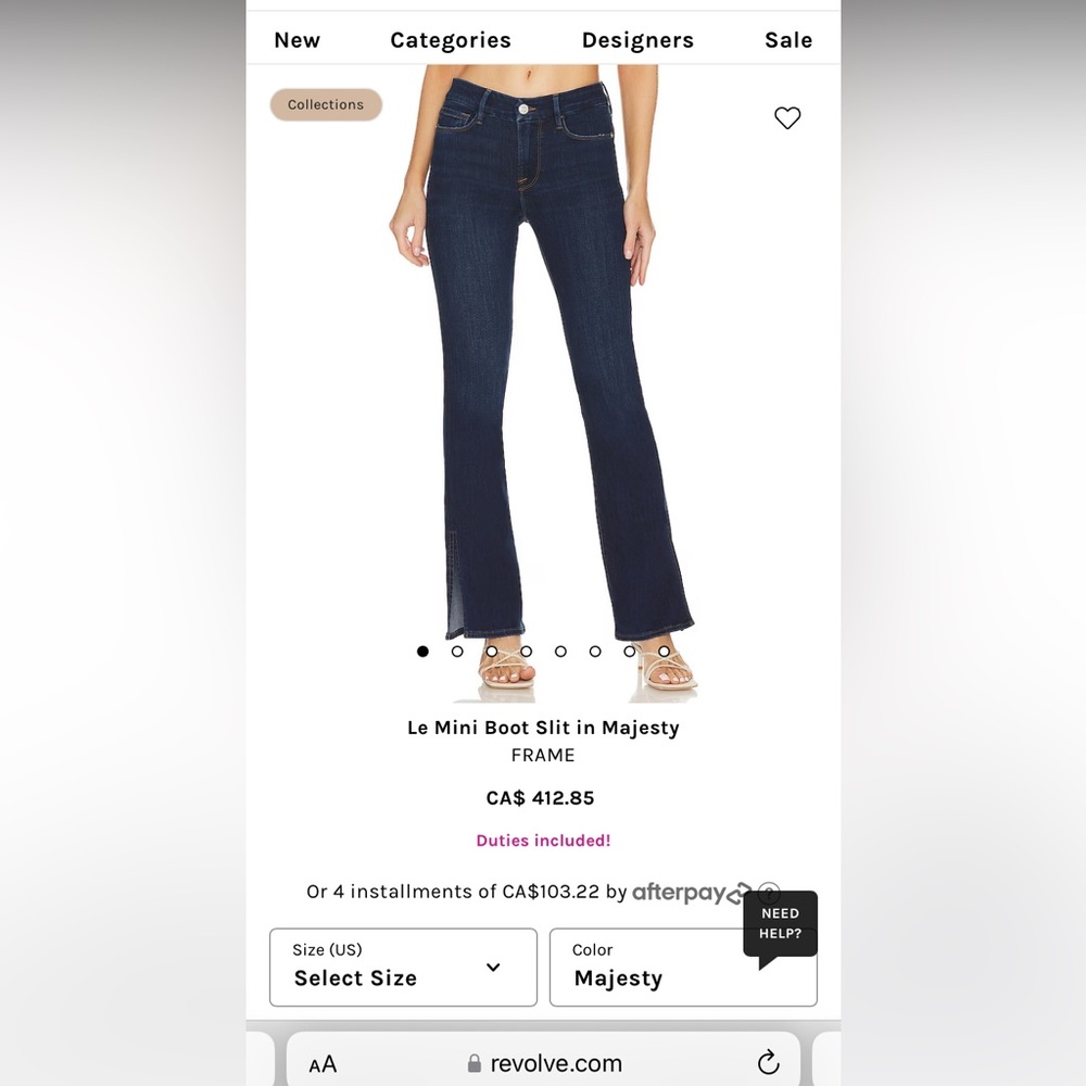 Brand New With Tags Frame Jeans Le Mini Boot. size 28